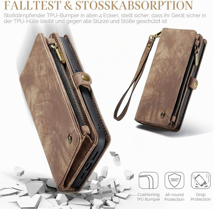 UFinetech für iPhone 15 Pro Max Hülle, Flip Leder TPU Stossfest Kartenfach Tasche Handyhülle für iPh