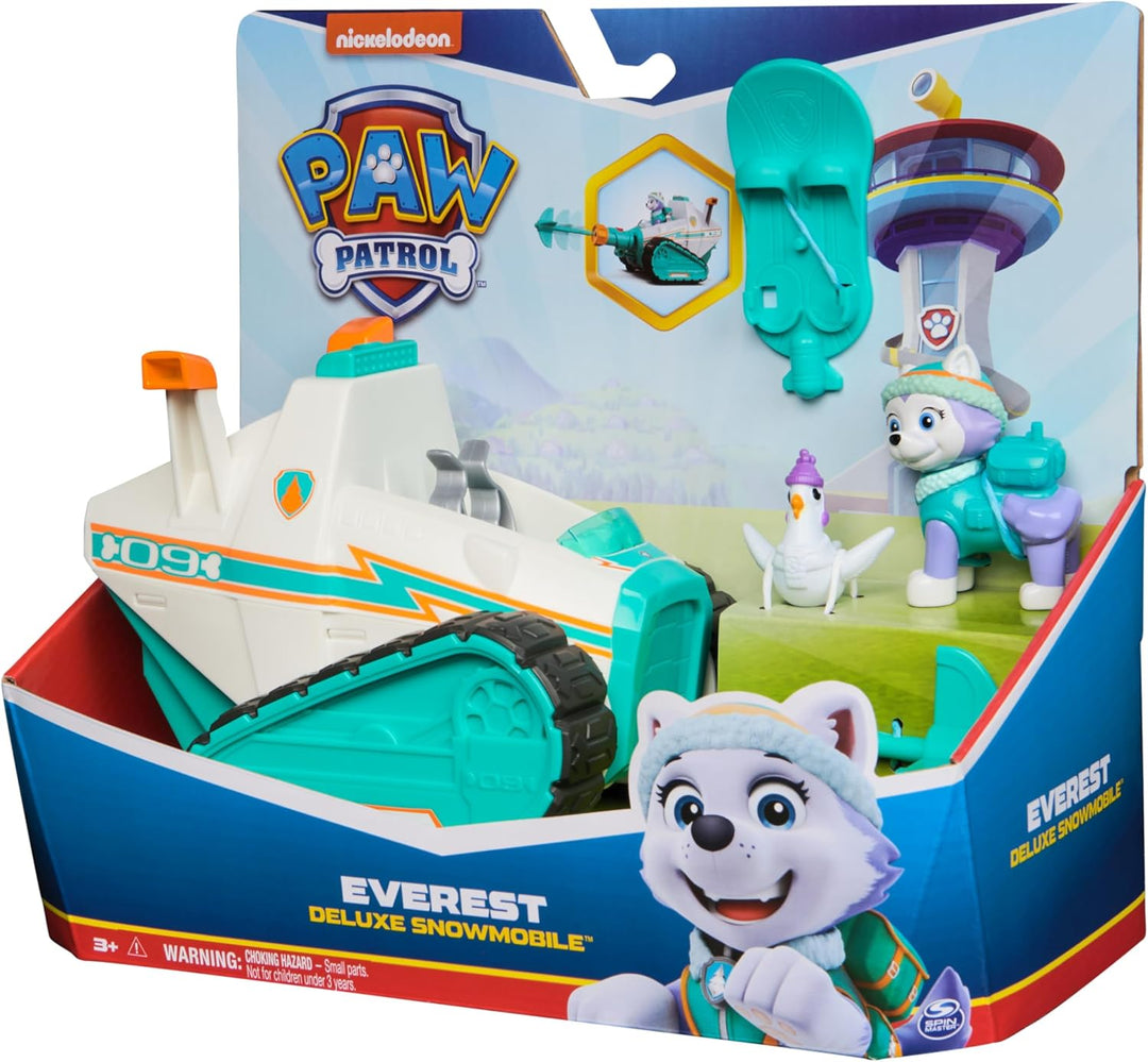 PAW Patrol – Schneemobil mit Everest-Figur, Snowboard und Henrietta-Figur (Deluxe Fahrzeug), Spielze