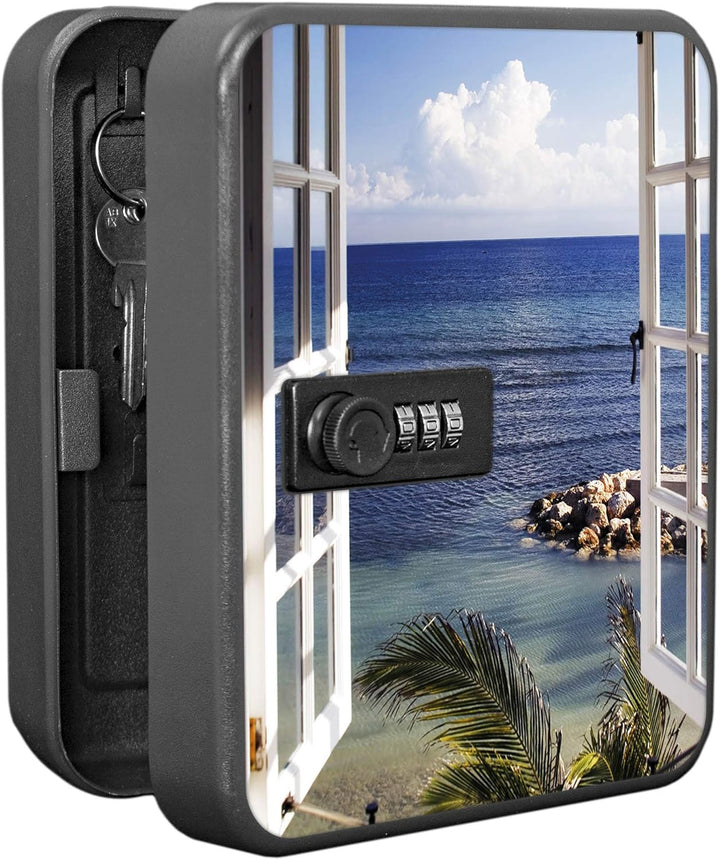 banjado® Burg-Wächter® abschliessbarer Schlüsselkasten mit Motiv Ausblick für 20 Schlüssel - Schlüss