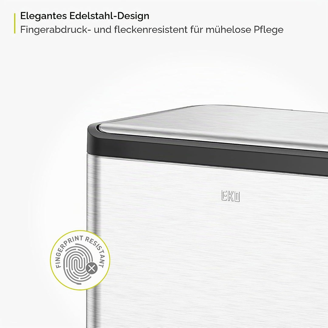 EKO Ecocasa Mülltrennsystem, Rostfreier Stahl, Silber/Schwarz/Grün, 15L 15L+15L, 15L+15L