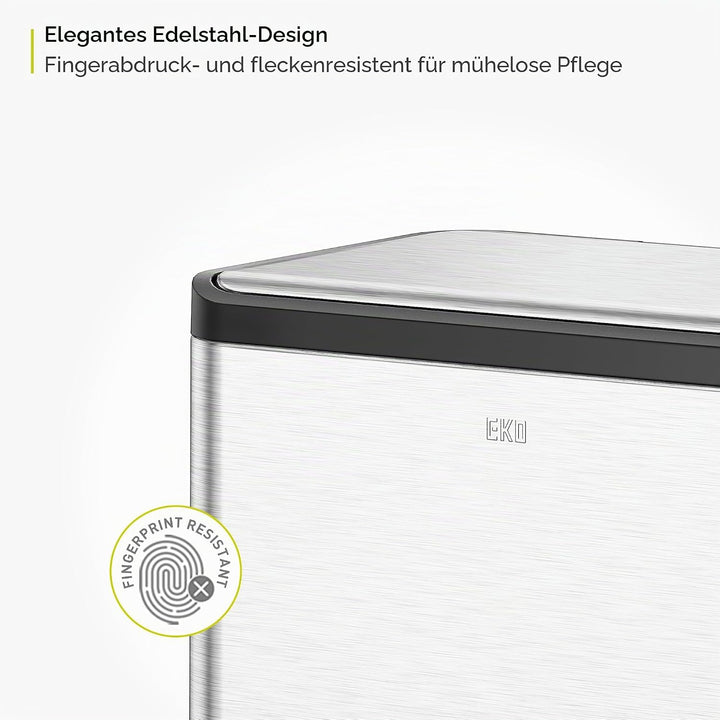 EKO Ecocasa Mülltrennsystem, Rostfreier Stahl, Silber/Schwarz/Grün, 15L 15L+15L, 15L+15L