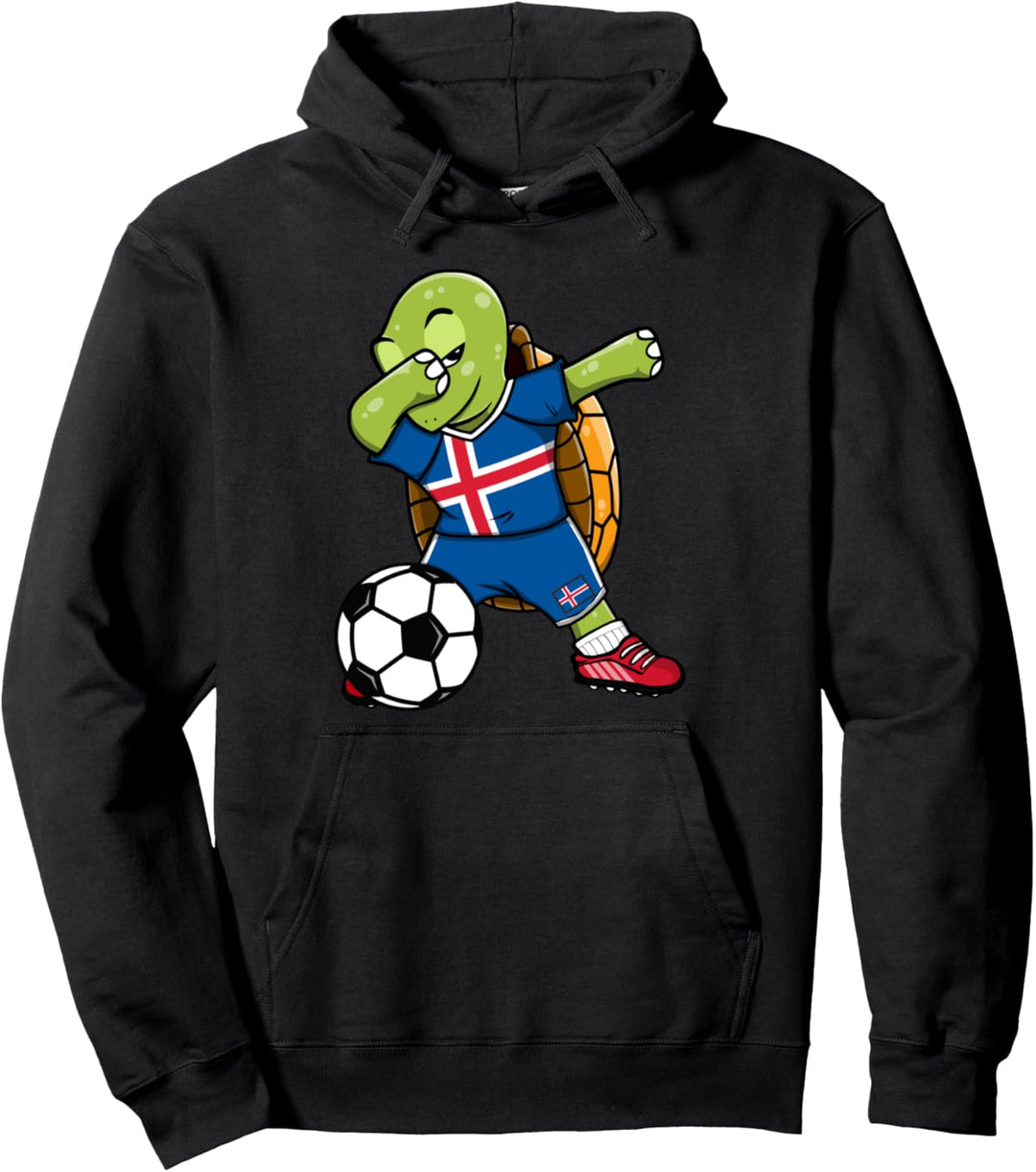 Dab Schildkröte Island Fussball Mannschaft Isländische Flagge Pullover Hoodie