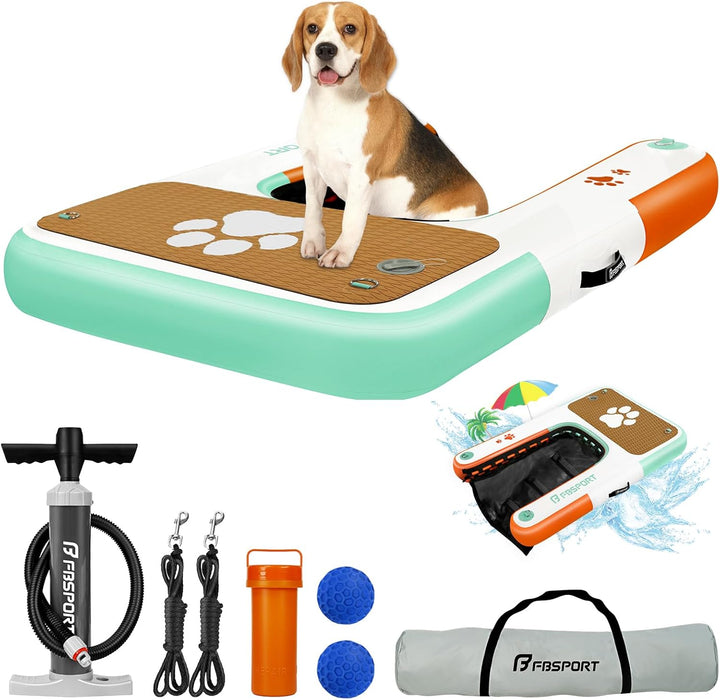 FBSPORT Hunderampe Aufblasbare Hunde Wasserrampe, Hundeboot Rampe Schwimmende Dock Leiter für Pool,