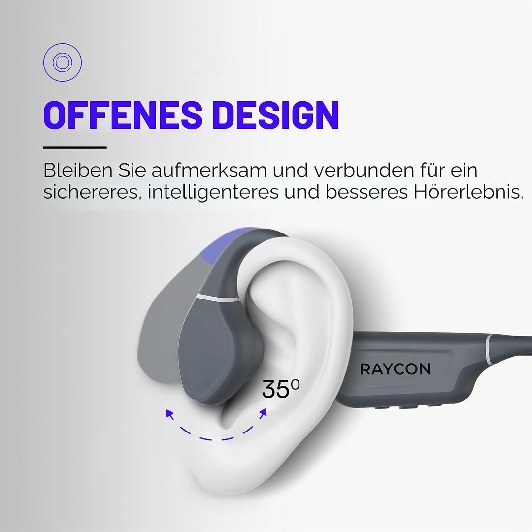 Raycon Knochenleitungs-Kopfhörer, offenes Ohr, Bluetooth-Sport-Ohrhörer mit Mikrofon, IPX68 wasserdi