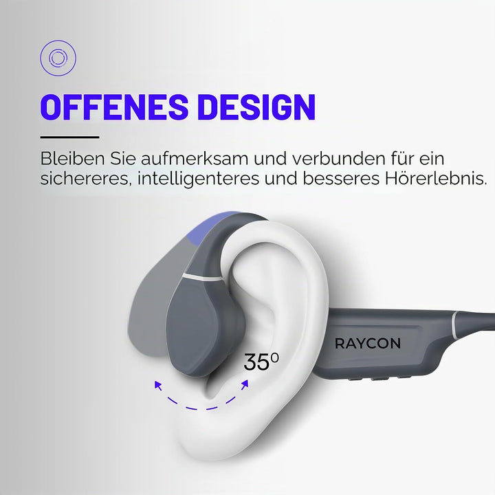 Raycon Knochenleitungs-Kopfhörer, offenes Ohr, Bluetooth-Sport-Ohrhörer mit Mikrofon, IPX68 wasserdi