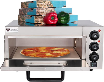 Beeketal 'BPO33-1' Profi Pizzaofen mit 400x400 mm Schamottstein Backfläche, Gastro Steinbackofen für
