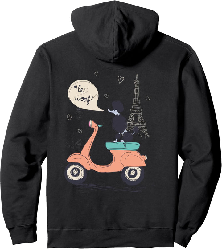 Paris Eiffelturm Retro Scooter Pudel Woof Geschenk Frauen Mädchen Pullover Hoodie