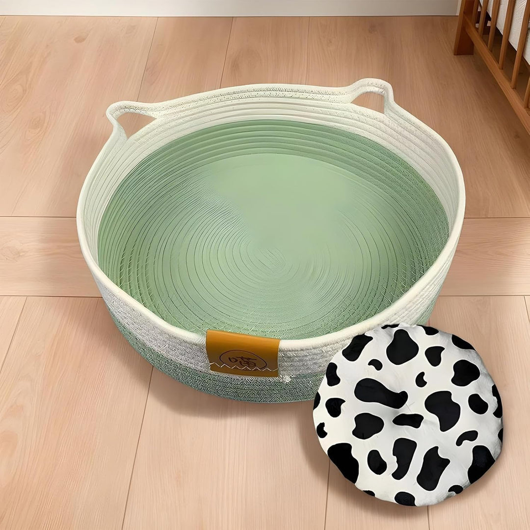Rundes Katzenbett | Waschbares Nest Mit Matte - Schlafbett Und Runder Katzenkorb | für Indoor e Alle