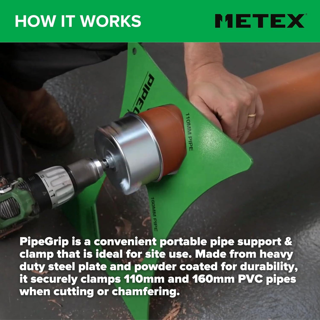 Metex PipeGrip Rohrschelle – für 110 mm & 160 mm Abfluss- und Bodenrohre – robuster Stahl
