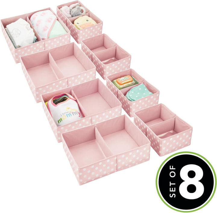 mDesign 4er-Set Aufbewahrungsbox – Organizer in 2 Grössen mit jeweils 2 Fächern fürs Kinderzimmer –