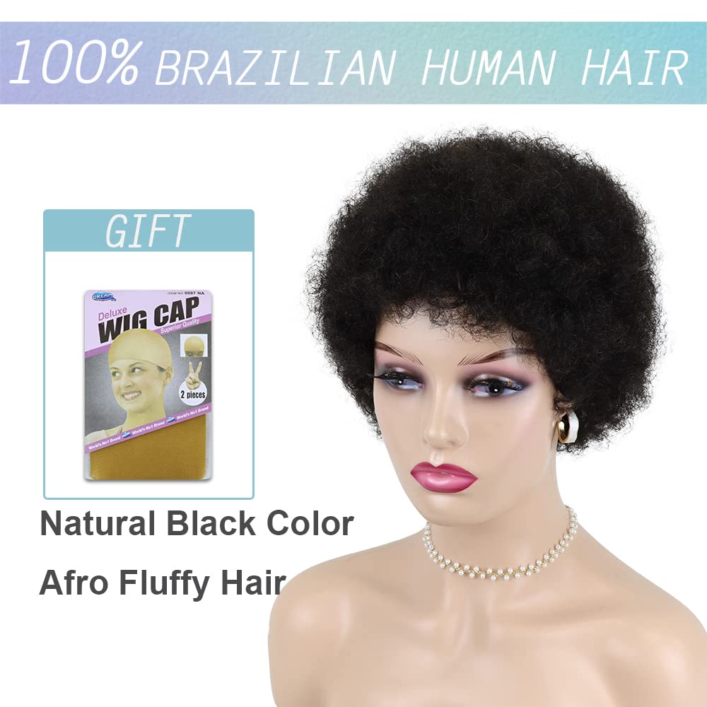 Afro gekinky lockiges menschliches Haar kurze Perücken für Frauen, flauschige Maschine hergestelltes