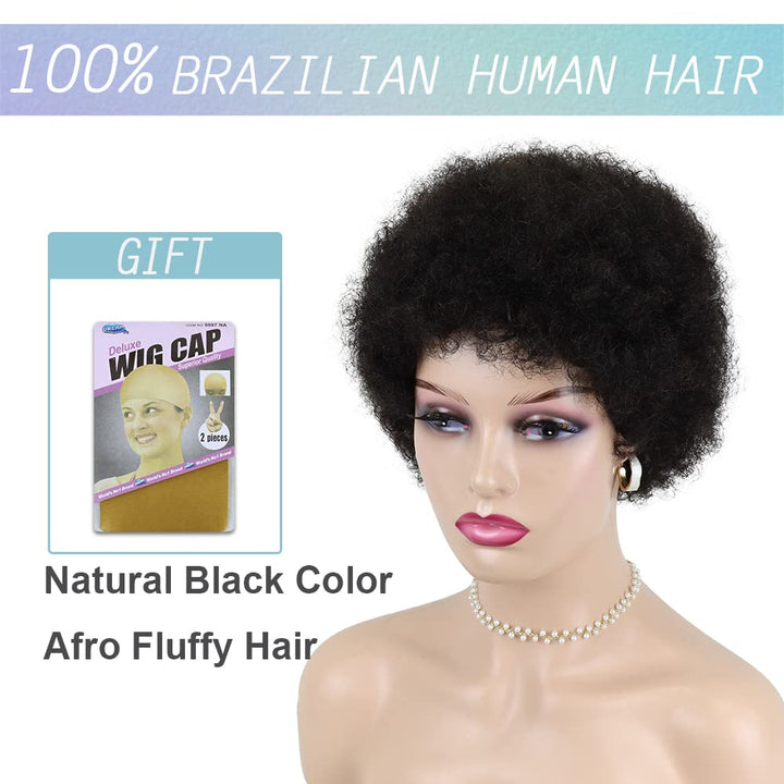 Afro gekinky lockiges menschliches Haar kurze Perücken für Frauen, flauschige Maschine hergestelltes