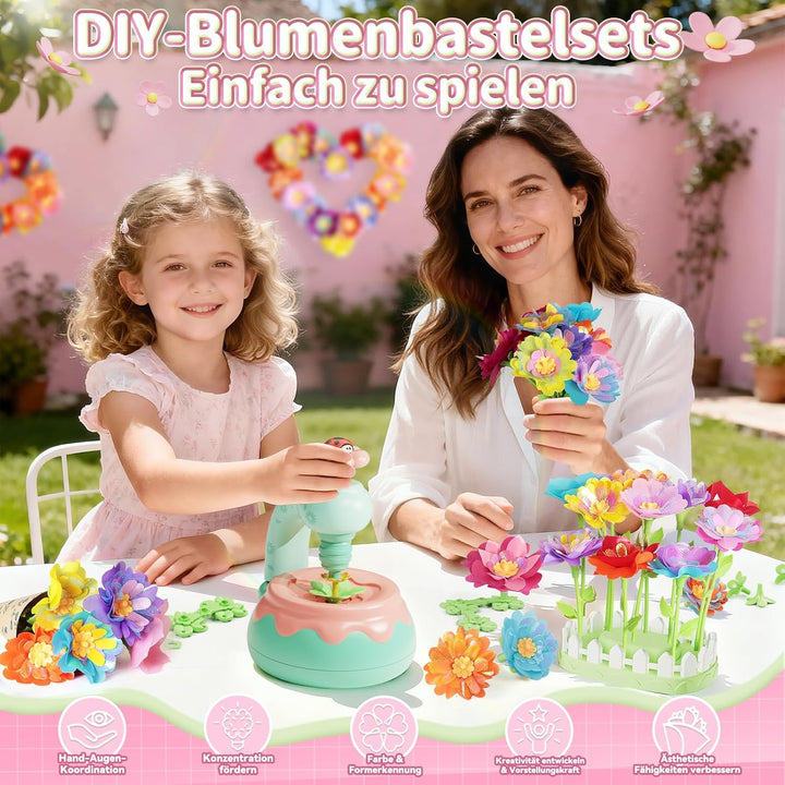 Blumenstrauss-Bastelset, DIY Blumen Bastelset Kinder, Kunsthandwerk-Lernspielzeugset für Mädchen im