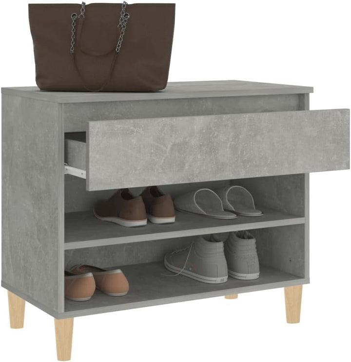 FIRBNUS Schuhregal Betongrau 70x36x60 cm Holzwerkstoff Schuhaufbewahrung Schuhorganizer Stauraum Sch