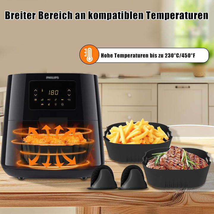 Silikonform Heissluftfritteuse für Philips Essential XL 6,2L HD9270/90, 2 Stück Airfryer Silikonform