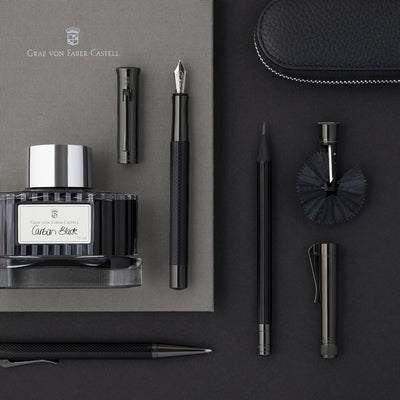 Faber-Castell von Faber Castell Tintenroller aus der Guilloche Black Kollektion, Schaft aus Edelharz