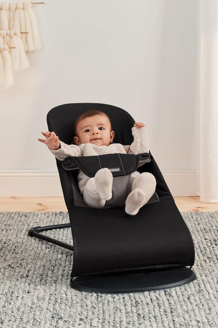 BabyBjörn Bouncer Balance Soft, Baumwolle, Schwarz/Dunkelgrau Gewebt schwarz / dunkelgrau, Gewebt sc