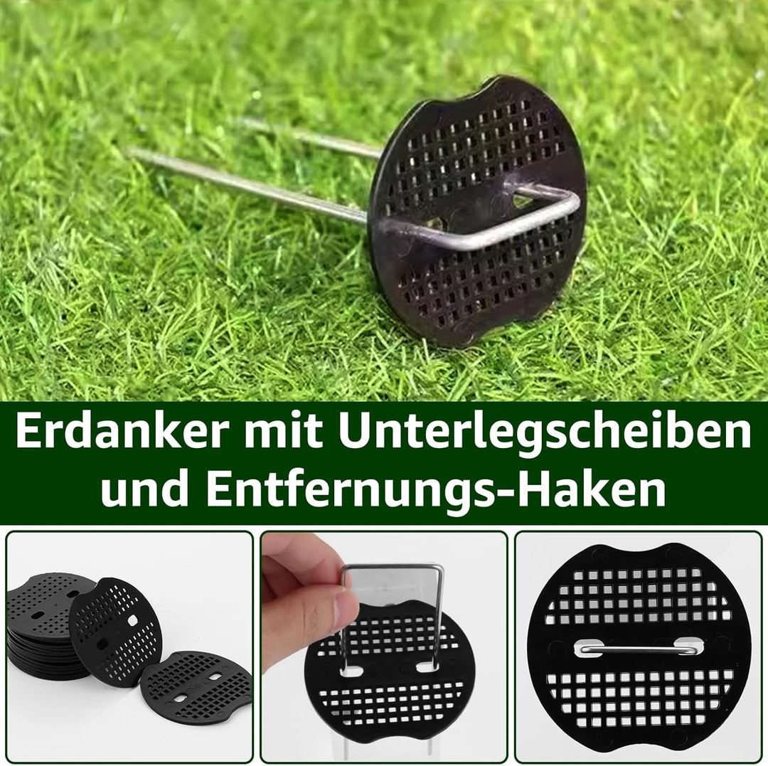 MIVIDE 100 Erdanker+100 Pufferscheiben für Erdanker, 150x35mm Anti-Rost Verzinkte Bodenanker, U-Förm