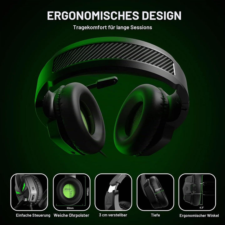 EKSA Fenrir Gaming Headset, Headset mit Mikrofon für PS4 PS5 Xbox one PC Mac Laptop, 3D Surround Sou