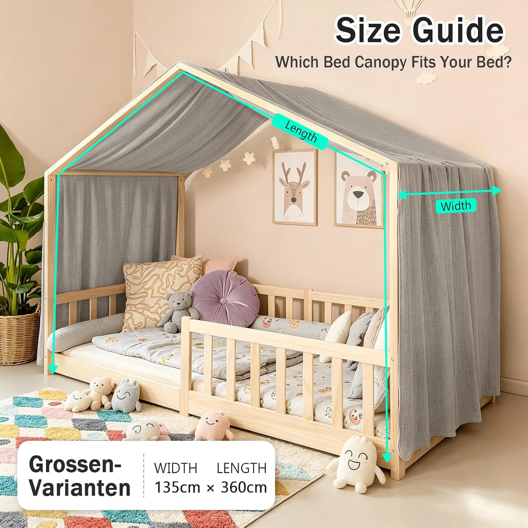 Baldachin aus 100% Baumwolle für Kinderzimmer Betthimmel für Hausbett & Kinderbett Himmelbett Vorhän