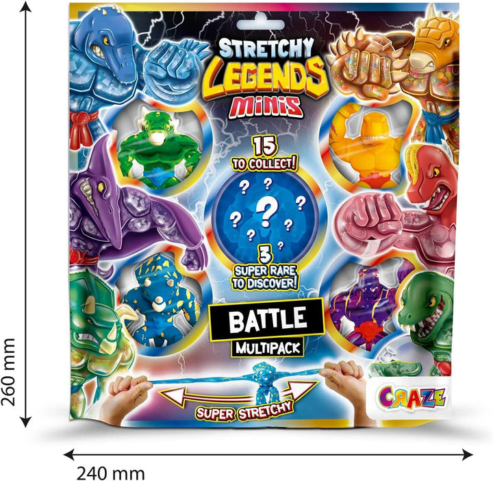 Stretchy Legends Minis Multipack Battle - 5X Elastische Actionfiguren für Kinder, Klebrige & Dehnbar
