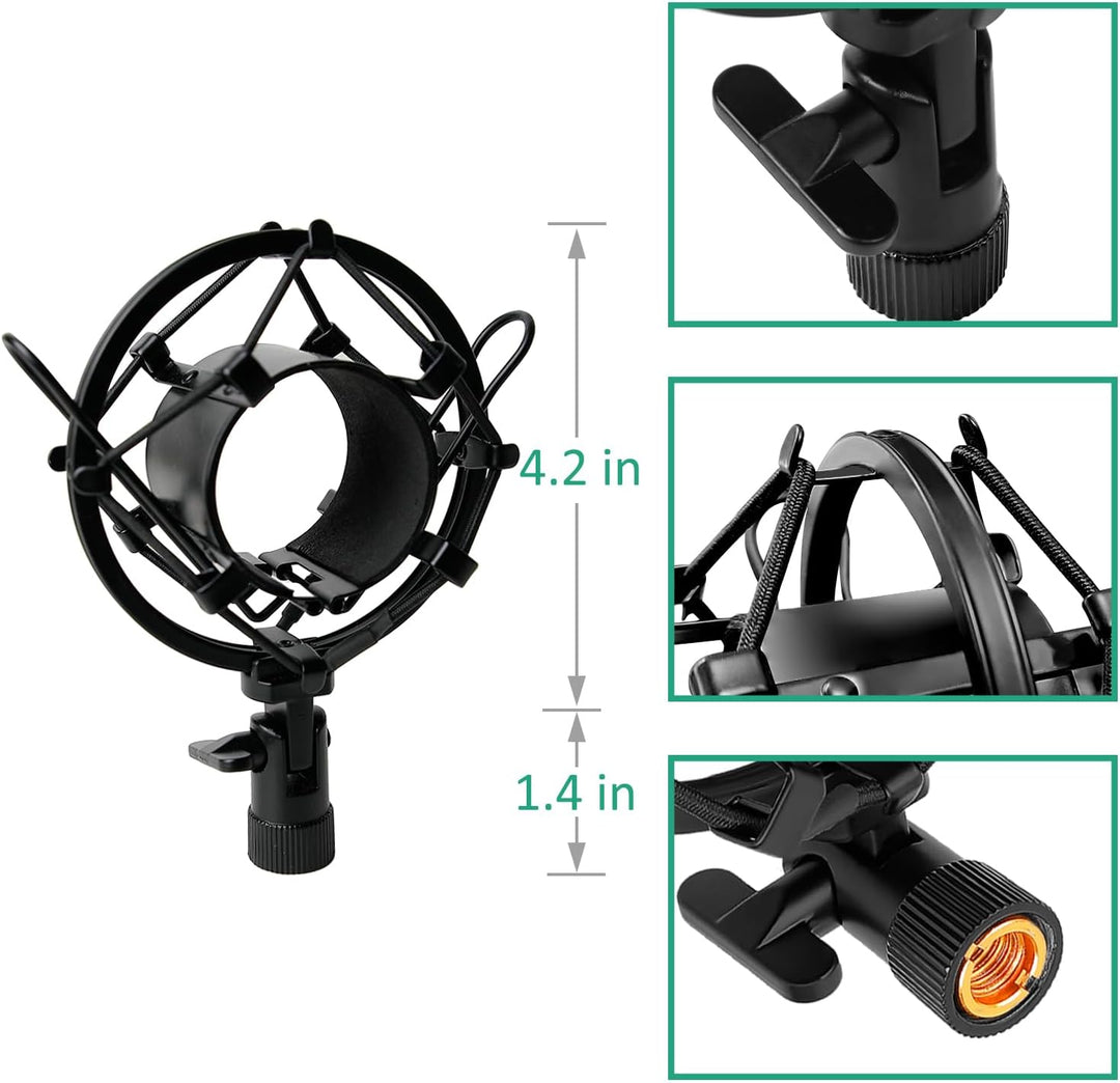 Rigych AT2020 Tisch Mikrofonständer, Einstellbare Mikrofonhalter Mit Mikrofon Spinne, Pop Filter Win