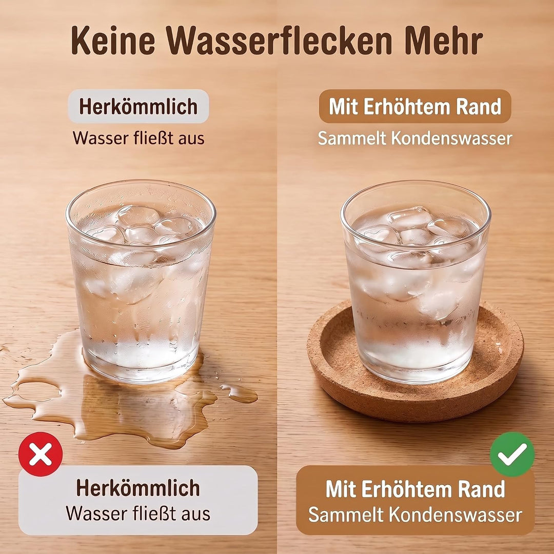 15 Korkuntersetzer Rund mit Rand 10,2cm, Saugfähig Hitzefest Stapelfähig Getränkeuntersetzer Grosspa