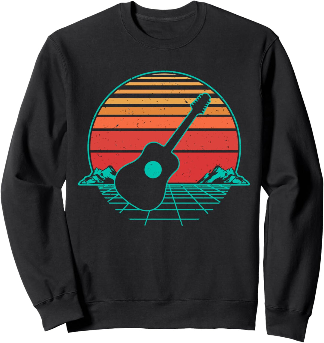 Gitarre Gitarrist Musiker Retro Vintage Sunset Geschenk Sweatshirt