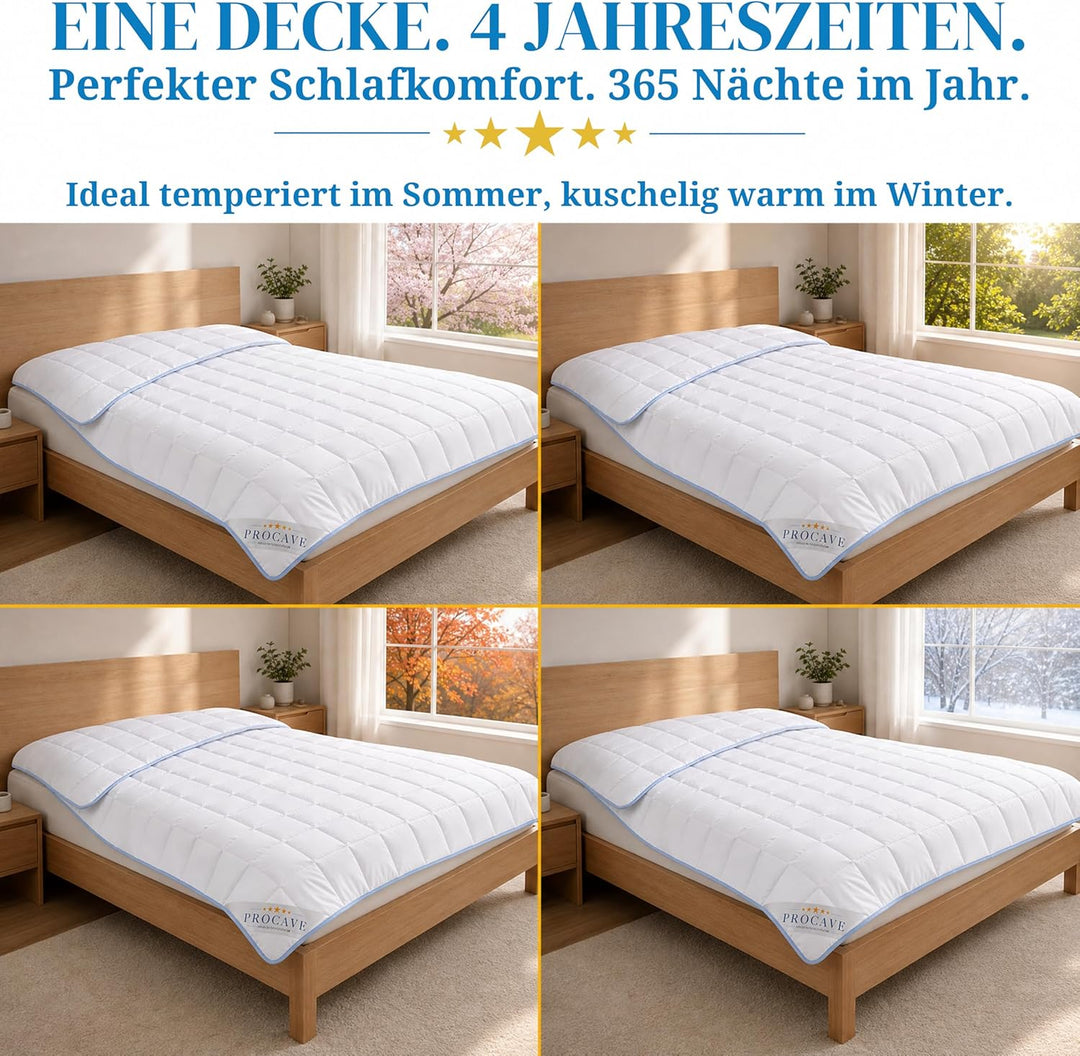 PROCAVE | TopCool Qualitäts-Bettdecke für das ganze Jahr | Entspannt schlafen - absorbiert Körperfeu