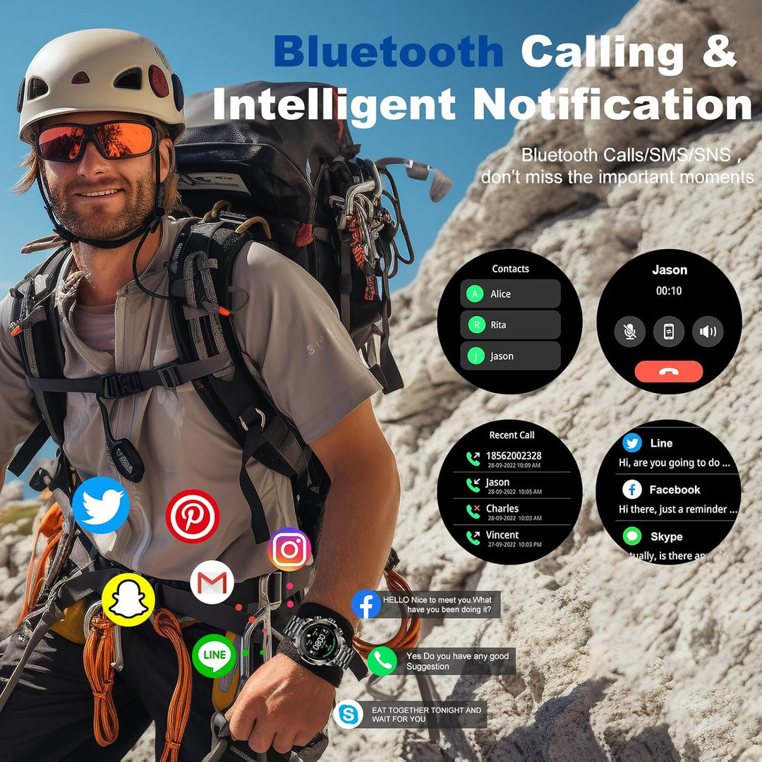 Smartwatch Herren mit Telefonfunktion, 1.44" AMOLED Uhren Herren mit IP68 Wasserdicht, Fitness Track