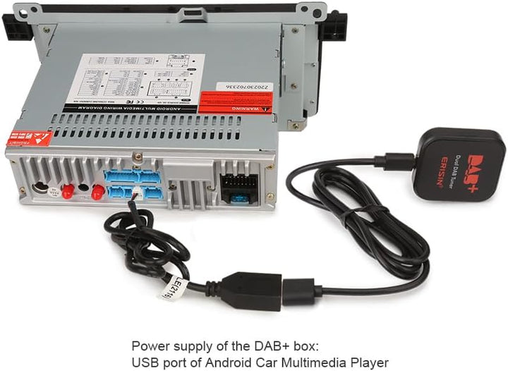 erisin DAB+ Box Antenne Digital Radio Adapter Verstärker für Autoradio Android 8.0/9.0/10.0 und höhe