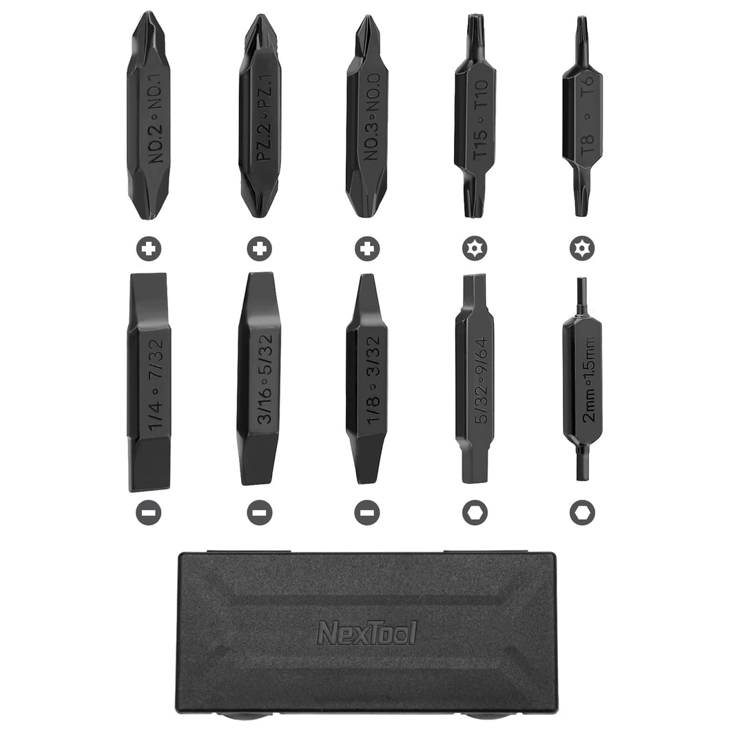 NexTool Bit-Set, 10 doppelendige Schraubendreher-Bits für Multi-Tools,Pocket Tool E1 und Flaggschiff