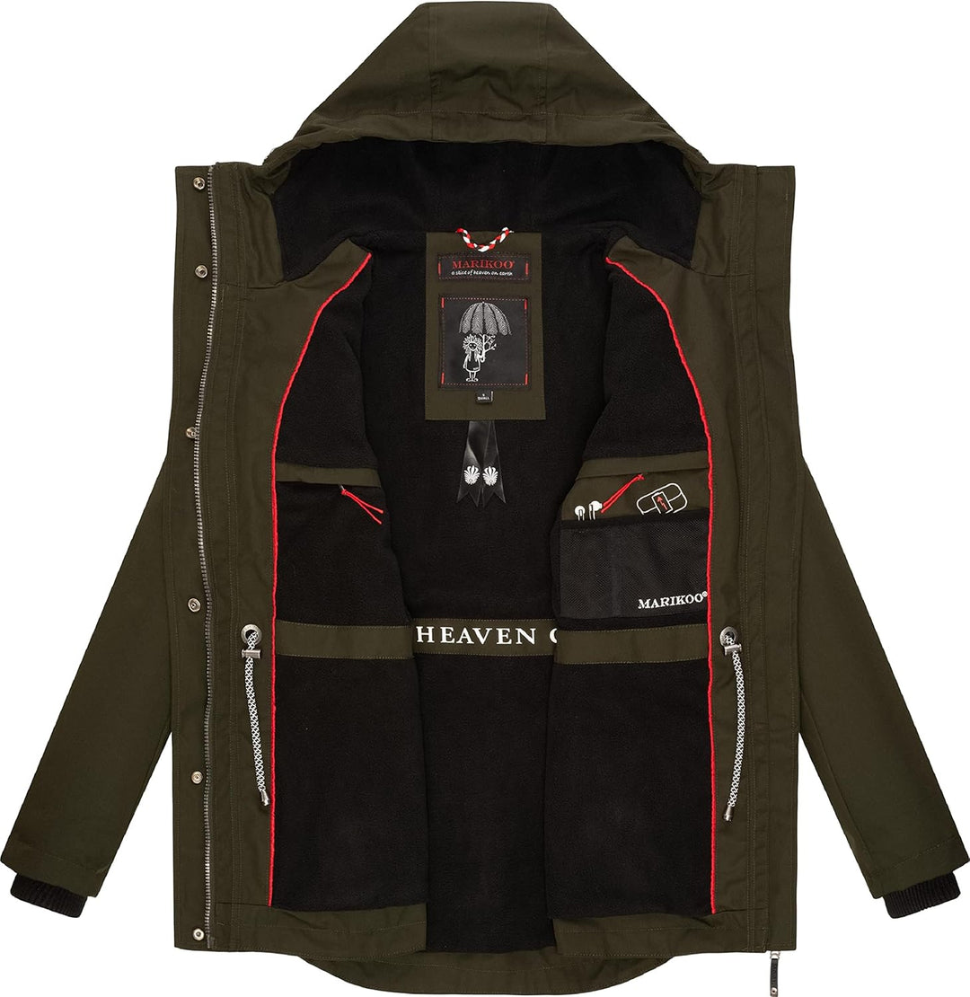 MARIKOO Damen Leichter Übergangsparka mit Kapuze Babetaa Prc S Olive, S Olive