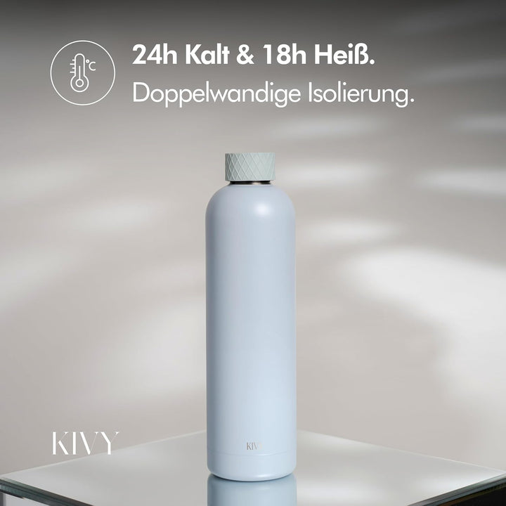 KIVY Edelstahl Trinkflasche 1l - Auslaufsichere Thermosflasche 1l - Trinkflasche Edelstahl Kohlensäu