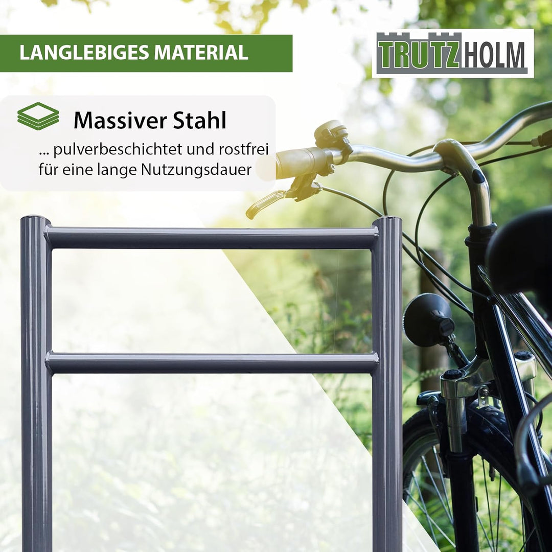 TRUTZHOLM 5x Fahrradanlehnbügel mit Knieholm 115x75 cm Stahl pulverbeschichtet Ø 60 mm Anlehnbügel z