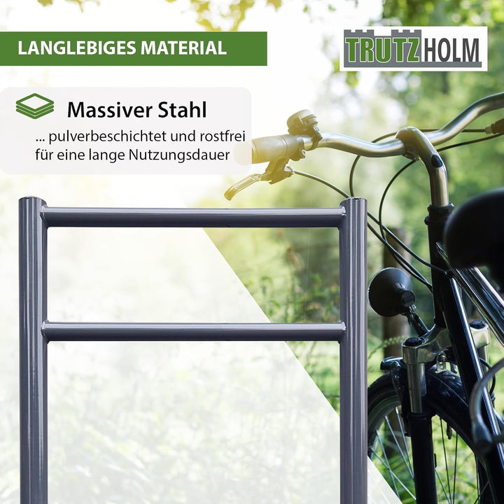 TRUTZHOLM 5x Fahrradanlehnbügel mit Knieholm 115x75 cm Stahl pulverbeschichtet Ø 60 mm Anlehnbügel z