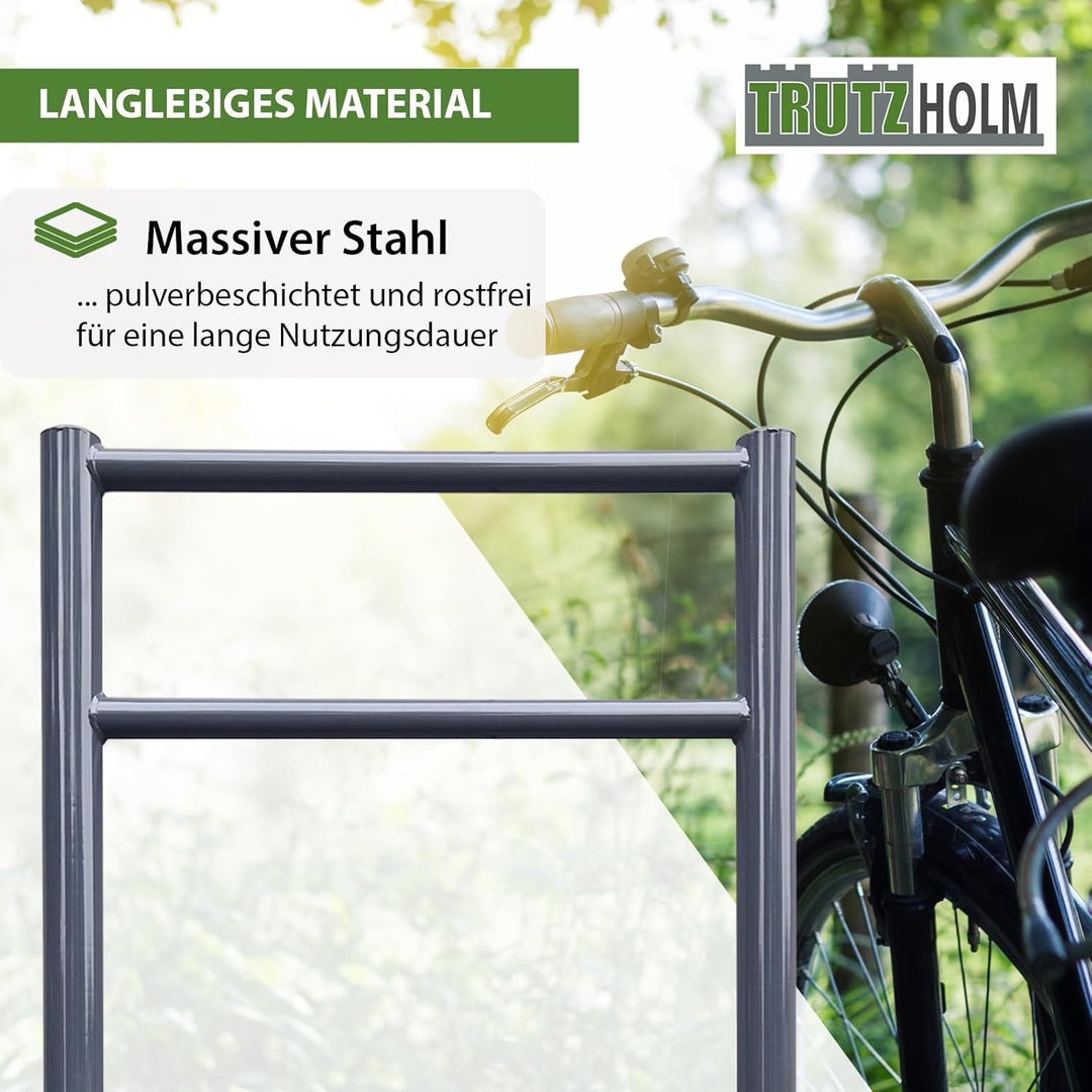 TRUTZHOLM 5x Fahrradanlehnbügel mit Knieholm 115x75 cm Stahl pulverbeschichtet Ø 60 mm Anlehnbügel z