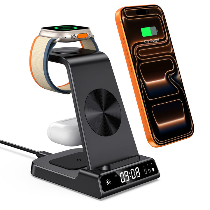 leChivée Wireless Charger iPhone, 3 in 1 Induktive Ladestation für Apple Watch und iPhone 1 4 Pro Ma