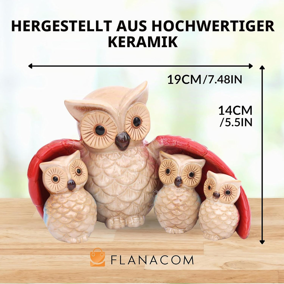 Flanacom Dekofiguren Set aus Keramik - Tierfiguren für Innen und Aussen - Deko-Artikel für Wohnung &amp;