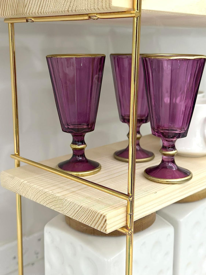 Ndeko Arbeitsplatte Regal aus Holz und Metall Gold mit 3 Ablagen, Badregal, Holzregal, Regalbrett Or