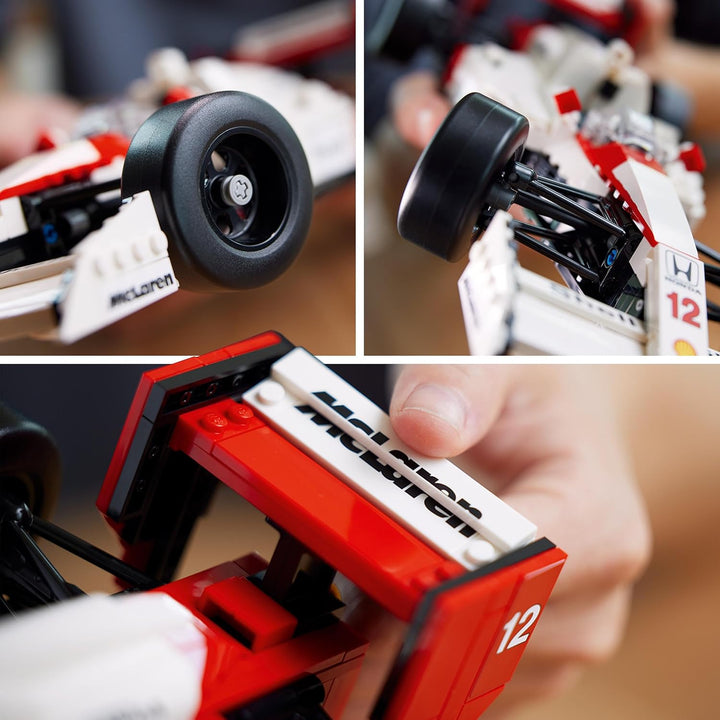 Lego Icons McLaren MP4/4 &amp; Ayrton Senna Modellauto Set, F1 Rennwagen Bausatz für Erwachsene mit Renn