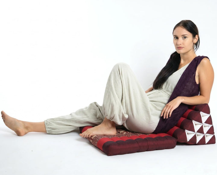 GURU SHOP Thaikissen, Dreieckskissen, Kapok, Tagesbett mit 1 Auflage - Braun/rot, 30x50x75 cm, Braun