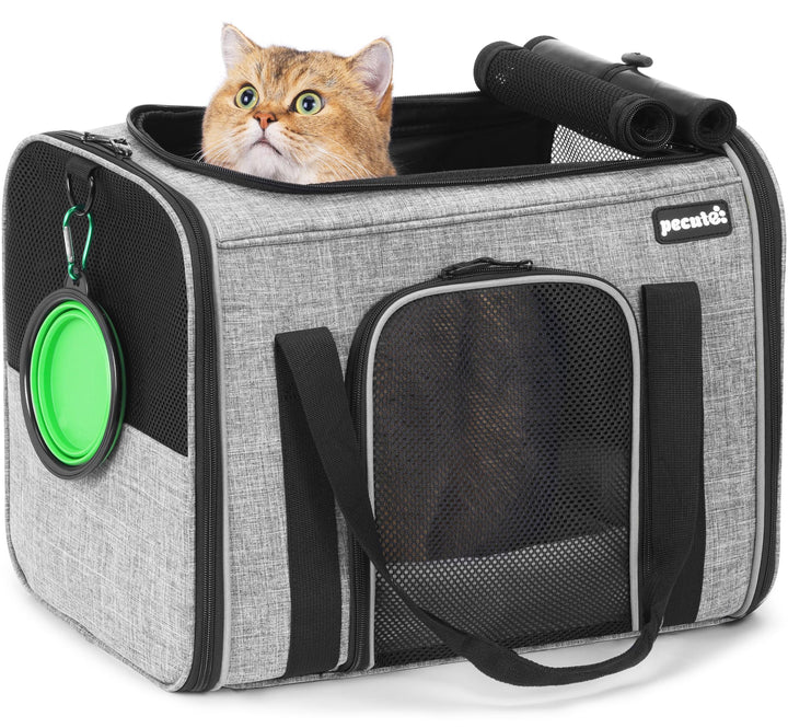 Pecute Transportbox Katze,Katzen Transportboxen mit Haustiernest, Faltbare Katzentasche Transporttas