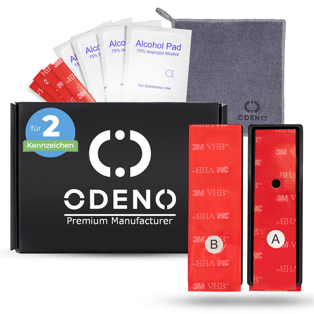 ODENO® Magnet Kennzeichenhalter im Set für 2 Kennzeichen - für jedes Kennzeichen und Auto - rahmenlo