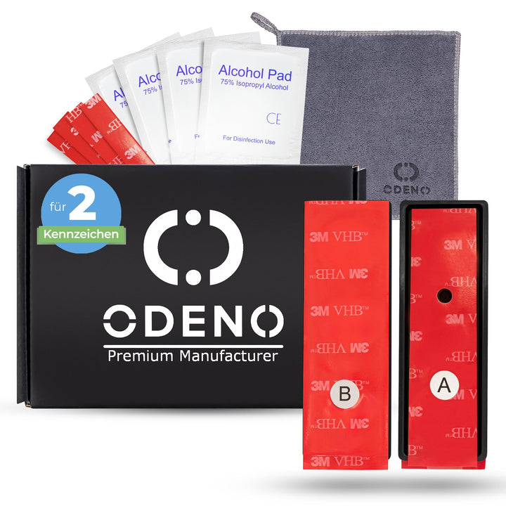 ODENO® Magnet Kennzeichenhalter im Set für 2 Kennzeichen - für jedes Kennzeichen und Auto - rahmenlo