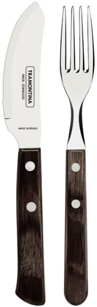 Tramontina PIZZA Besteck, 8-tlg Set, für 4 Personen, rostfreier Edelstahl, FSC-zertifizierte Holzgri