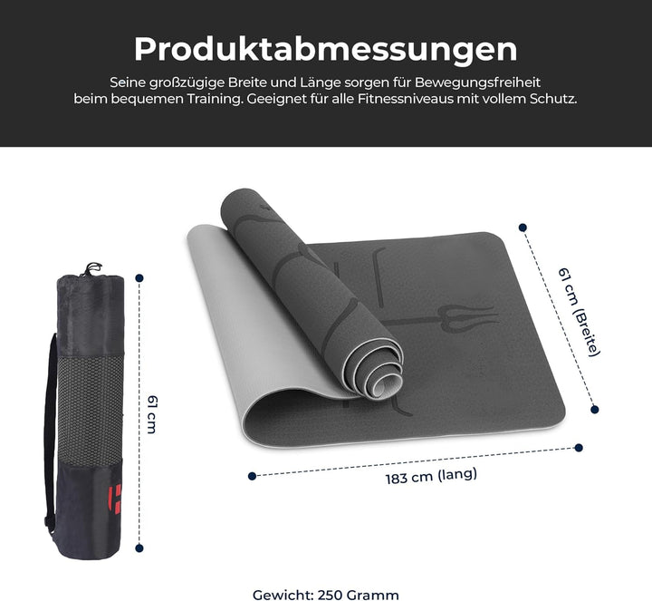 Habib Yogamatte Set mit Yogablöcken – Rutschfeste gepolsterte Fitnessmatte inkl. Tragetasche mit Sch