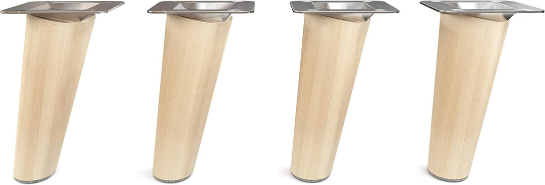 Sossai Möbelfüsse aus Naturholz Buche unbehandelt, Clif Round HMF2, 12 cm hoch, rund, schräge Ausfüh