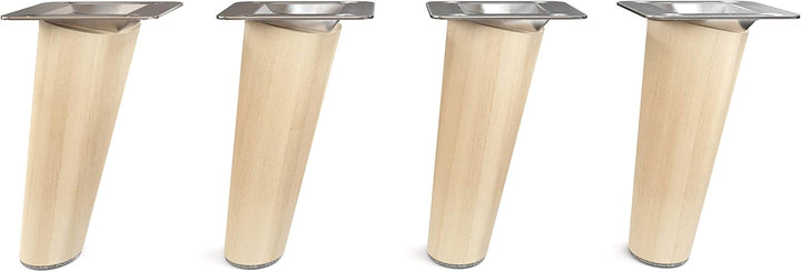 Sossai Möbelfüsse aus Naturholz Buche unbehandelt, Clif Round HMF2, 12 cm hoch, rund, schräge Ausfüh