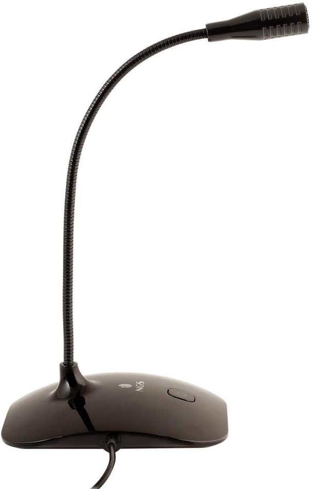 NGS MS115 - Tischmikrofon mit Einstellbarem Neigungswinkel und Mute-Taste für Computer/PC, Verbindun